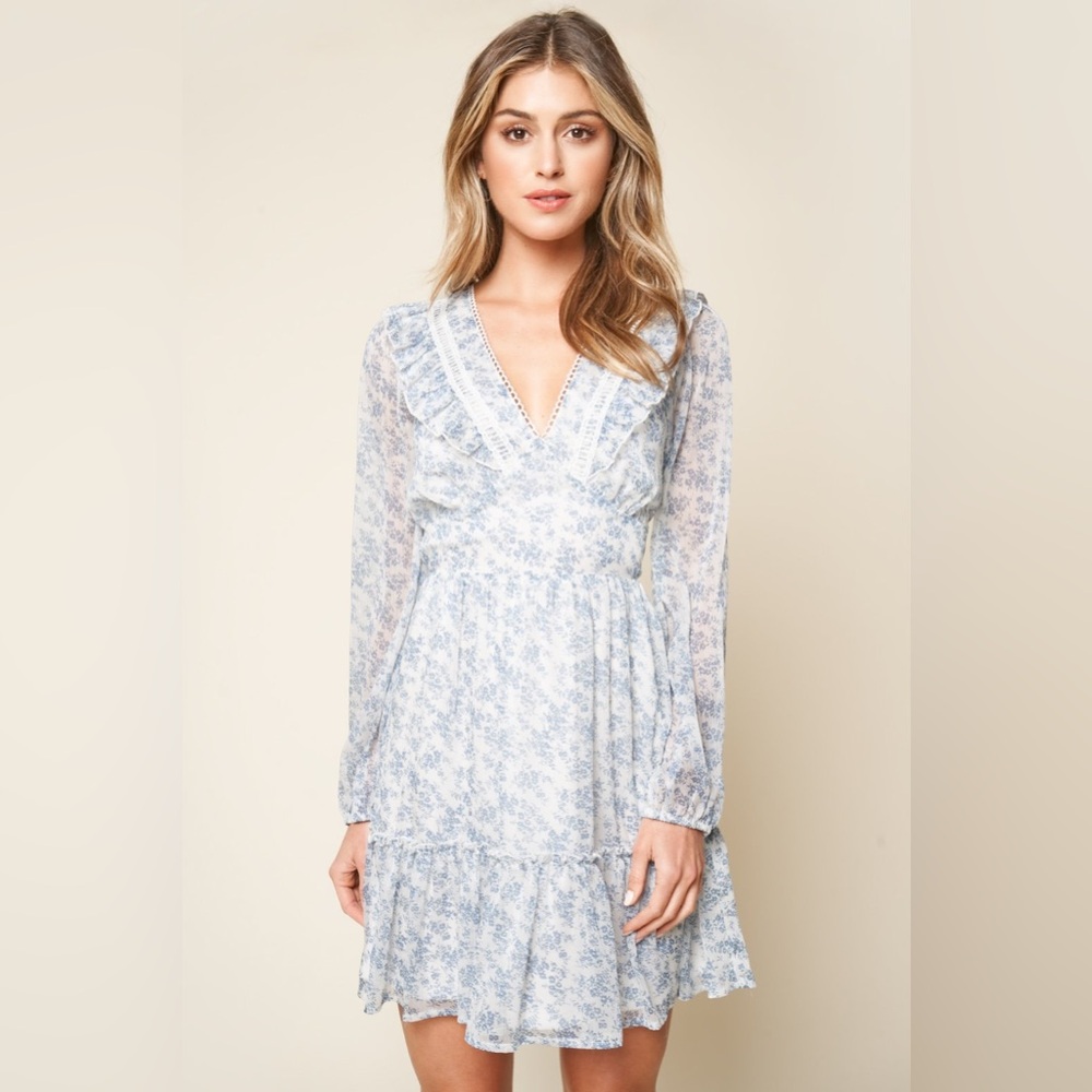 Sugar Lips Stop And Stare Floral Print Ruffled Mini Dress SZ L
